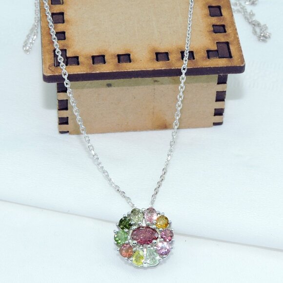 Tourmaline Pendant, Sterling Silver Pendant Necklace - Picture 3 of 6
